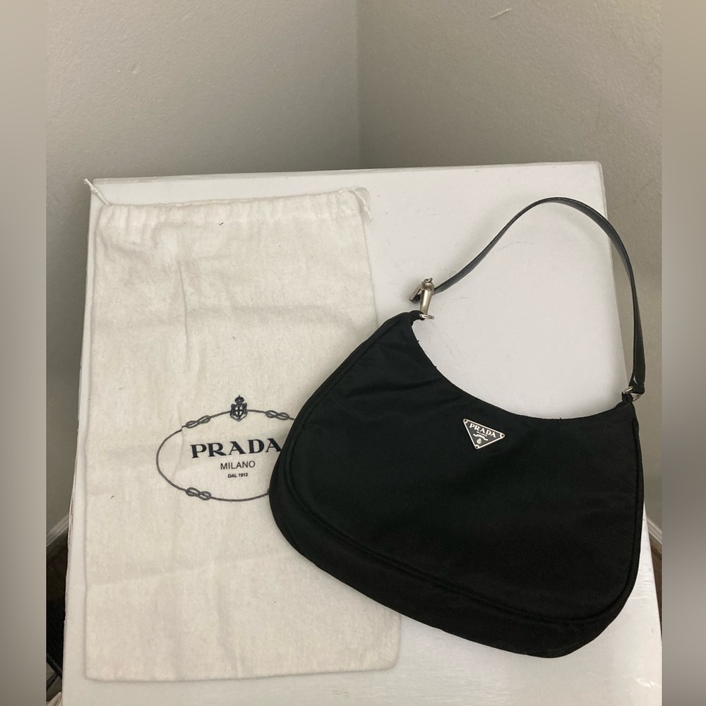Prada handbag w/ mirror, mirror case, and dust cover